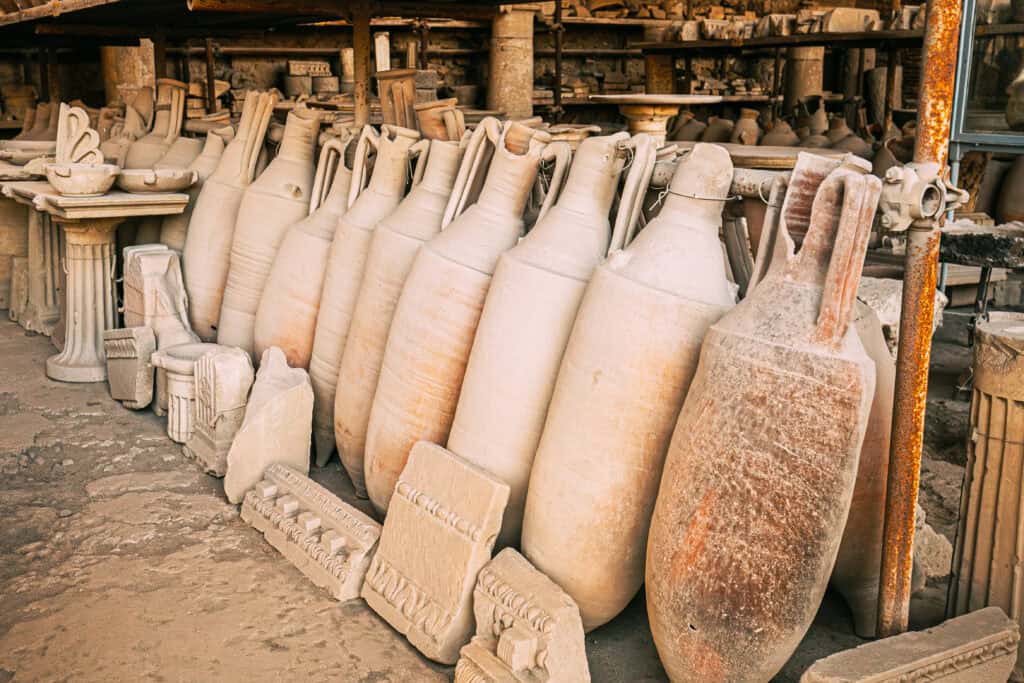 pompeii, italy. artifacts in granary of pompeii forum Ancient Wine Scholar